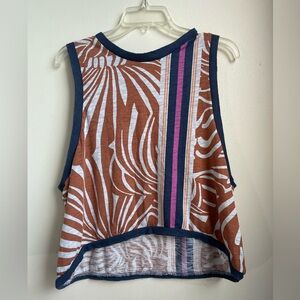 Free People Brown and Pink Patterned Tank Top
